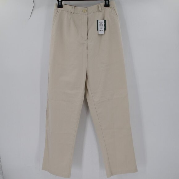NWT L.L. Bean Pant Women 8 Original Fit Wrinkle Free Cotton Twill Heritage Stone - Picture 1 of 14